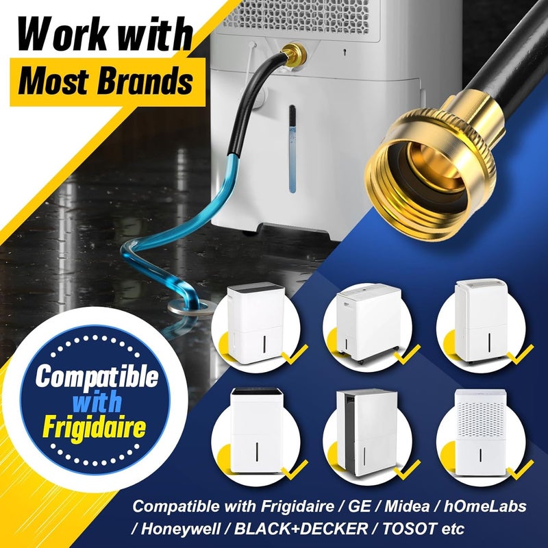 Ebusin (7 Length Options) Dehumidifier Drain Hose with 3/4 Inch FHT Connector, Featuring Rust-Resistant Brass Fittings for Leak-Proof Connection, Perfectly Compatible with Most Dehumidifier Brands - Image 3